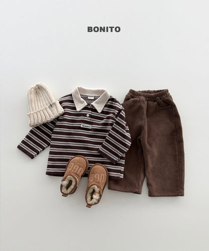 ［BONITO］stripe choco collar tee