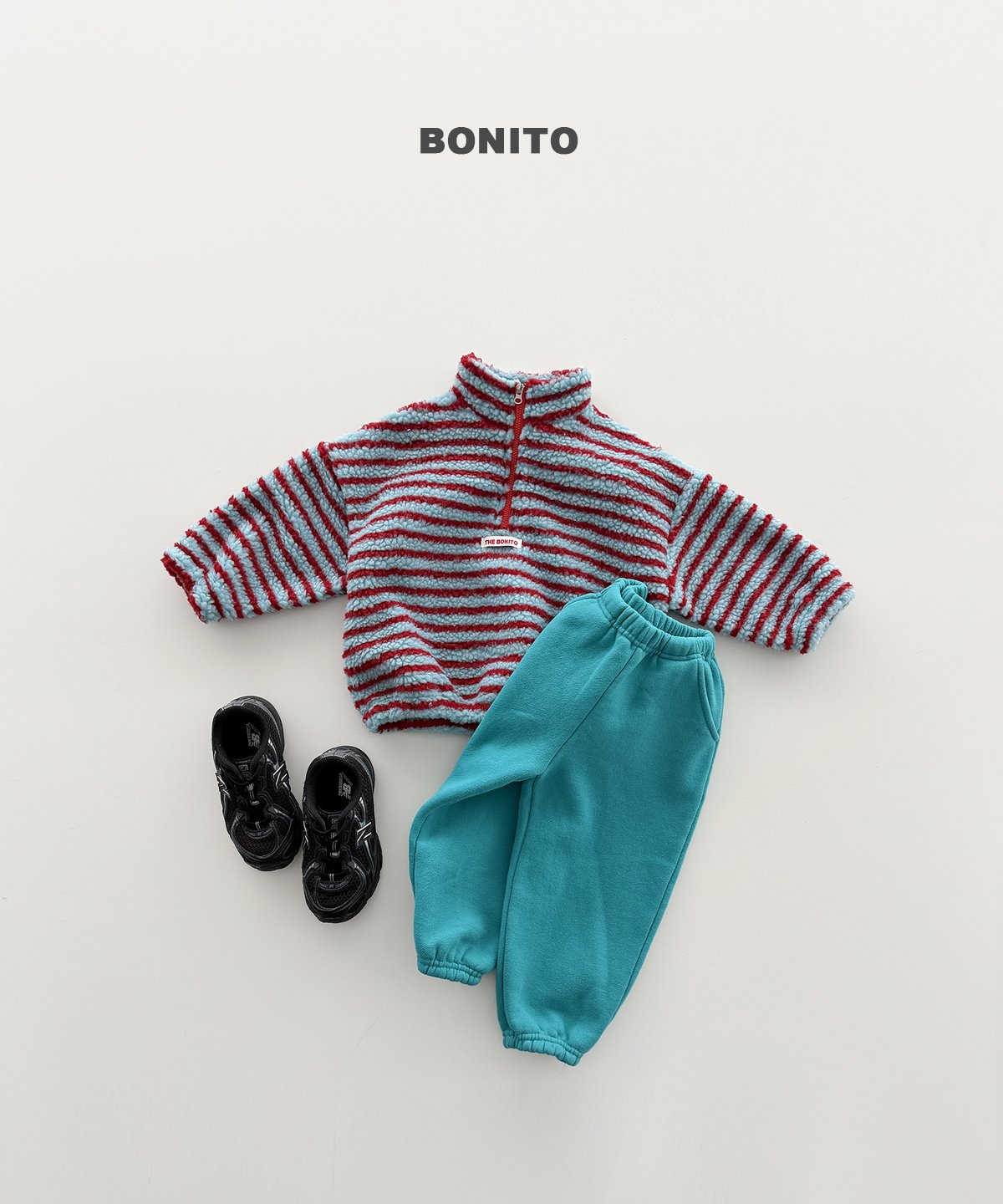 ［BONITO］boucle stripe half zip