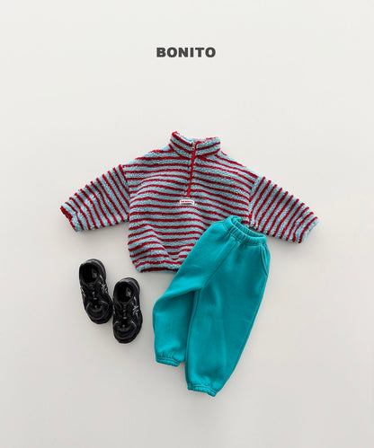［BONITO］boucle stripe half zip