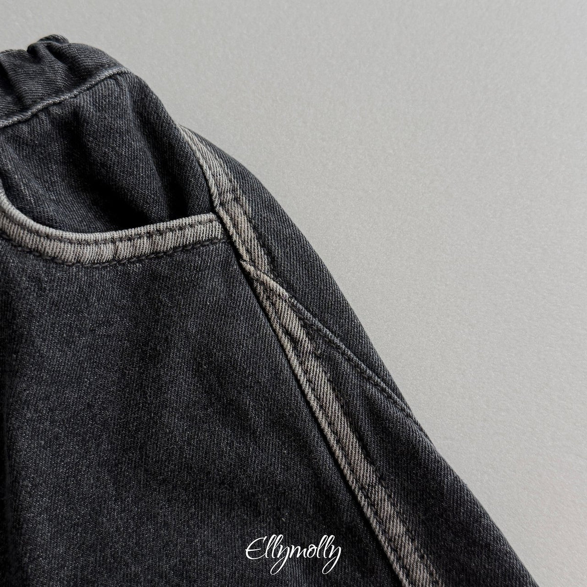 ［ellymolly］linework fleece denim pants