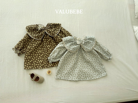 ［valubebe］collar flower corduroy dress