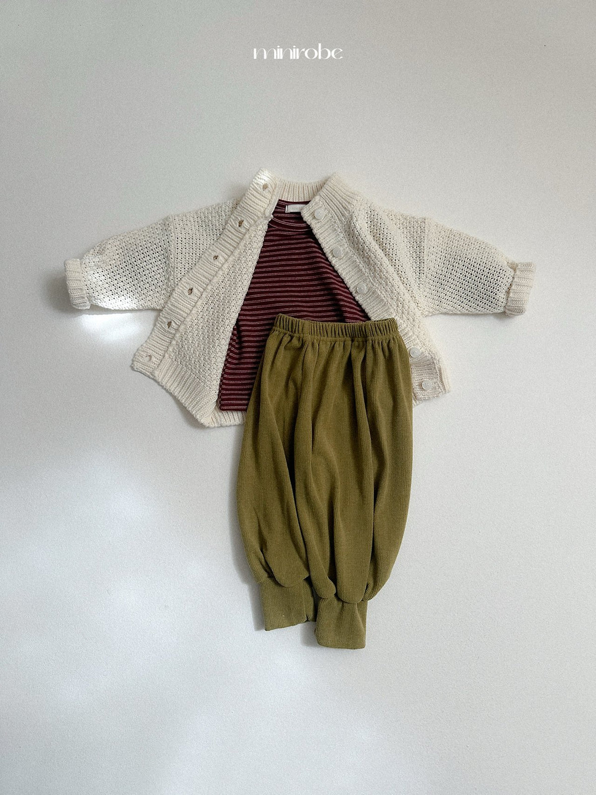 ［minirobe］waffle high-neck cardigan