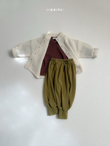 ［minirobe］waffle high-neck cardigan