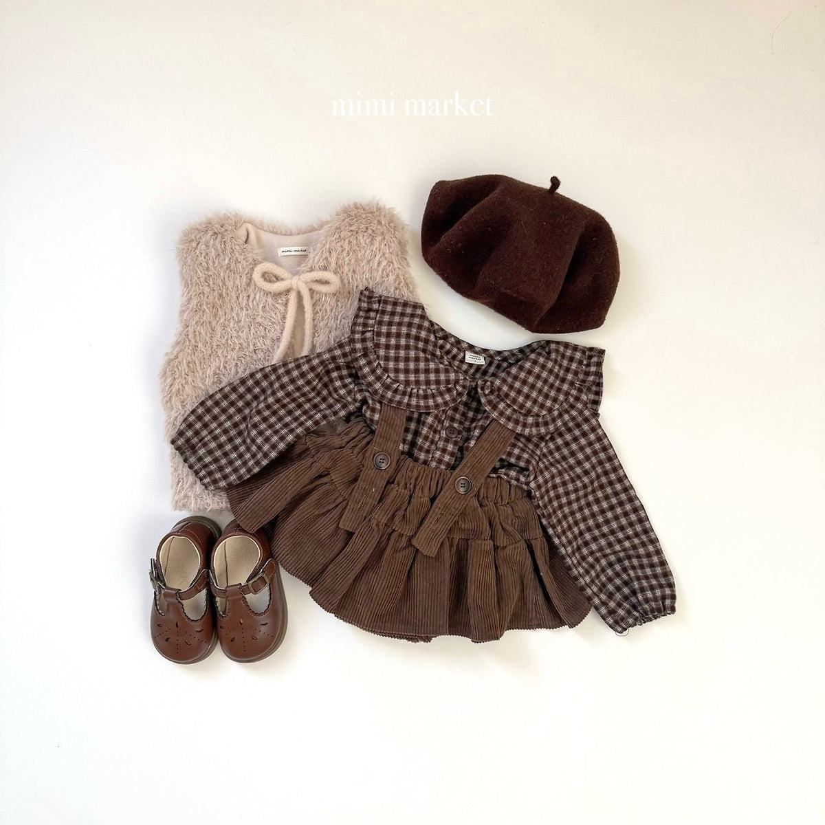 ［mimimarket］check frill collar blouse