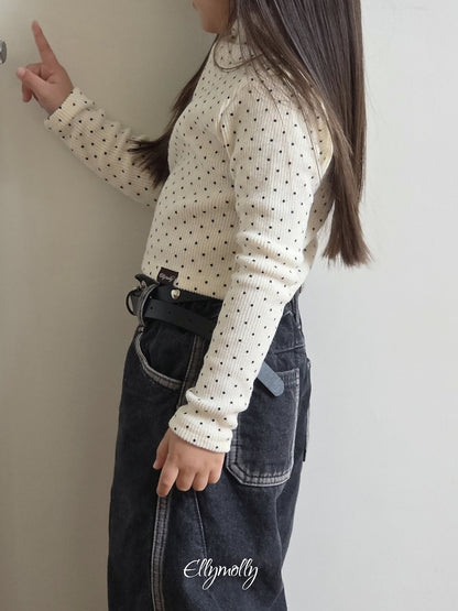 ［ellymolly］dot fleece mock neck tee