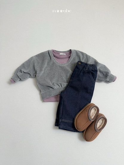 ［minirobe］non-fade panel denim pants