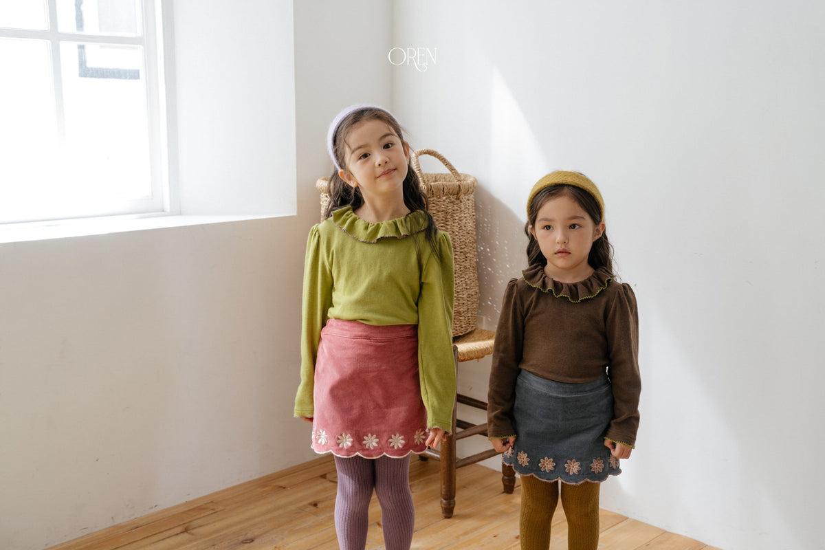 ［OREN］blooming frill picot t-shirt