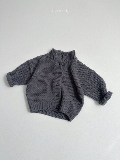 ［minirobe］waffle high-neck cardigan
