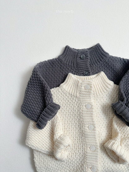［minirobe］waffle high-neck cardigan