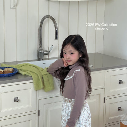 ［ninibello］mignon lace turtleneck tee