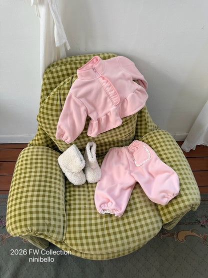 ［ninibello］marshmallow fleece zip-up tops