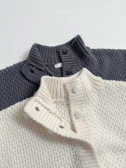 ［minirobe］waffle high-neck cardigan
