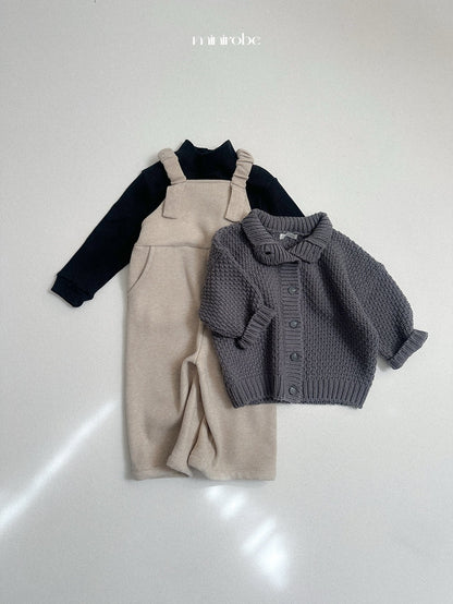 ［minirobe］waffle high-neck cardigan