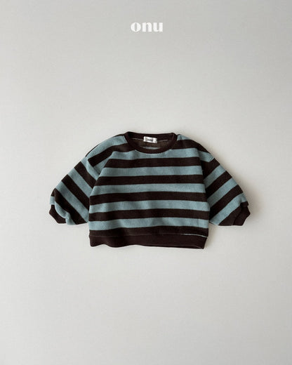 ［ONU］big stripe sweatshirt