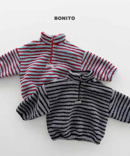 ［BONITO］boucle stripe half zip