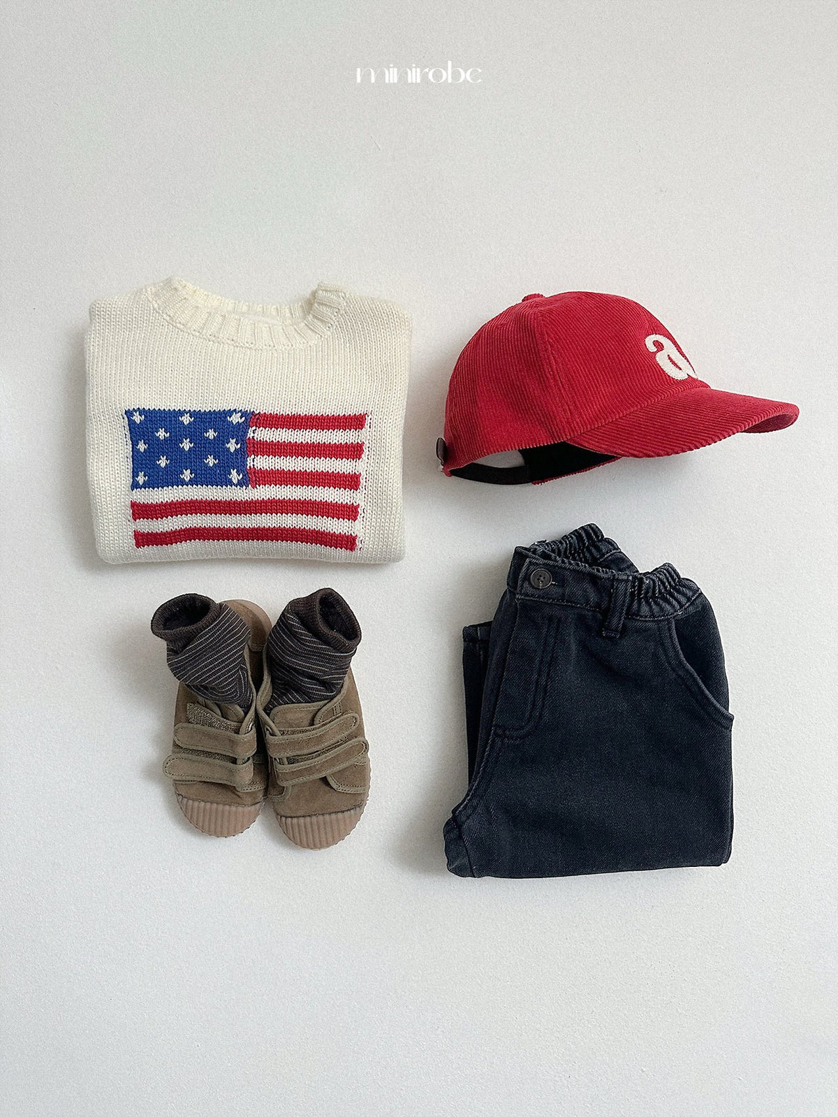 ［minirobe］dart denim pants