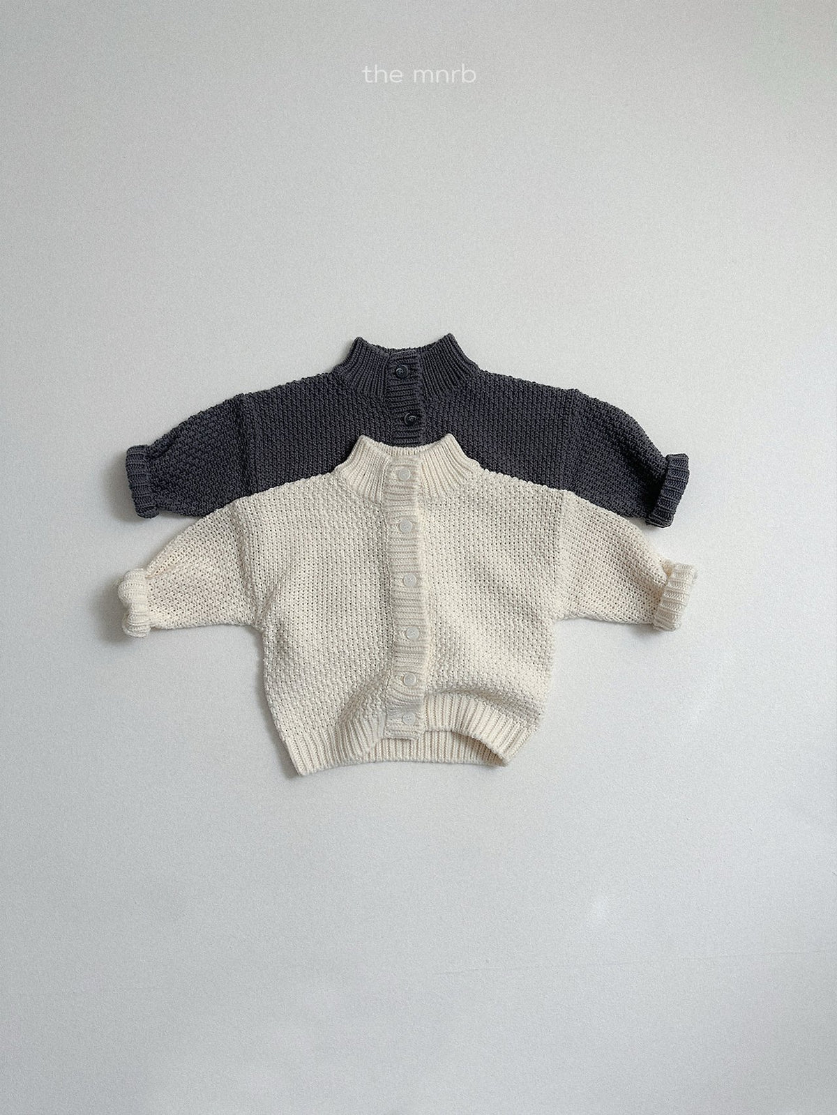［minirobe］waffle high-neck cardigan