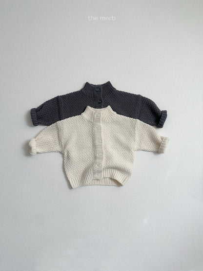［minirobe］waffle high-neck cardigan